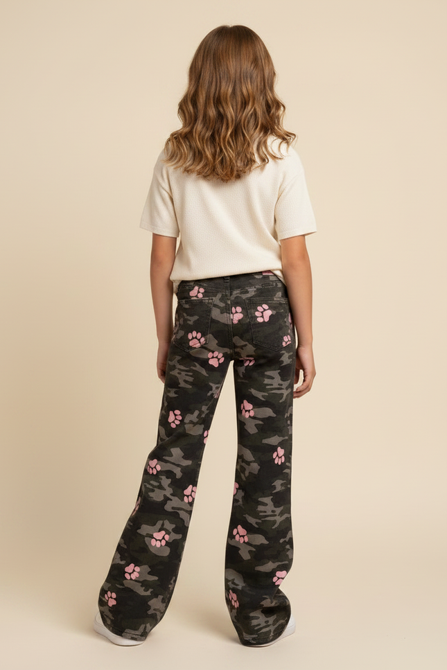 Pantalon Patte D'Éléphant Camouflage Rose Évasé Imprimé Pattes - Toile - vue 2