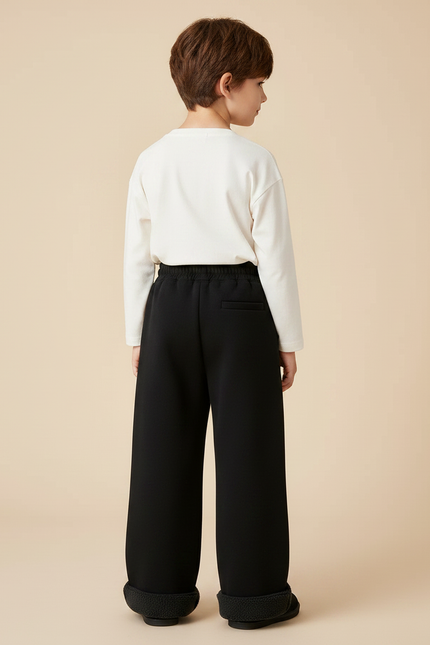 Pantalon Patte D'Éléphant Noir Ample Doublé Polaire Enfant - Molleton - vue 2