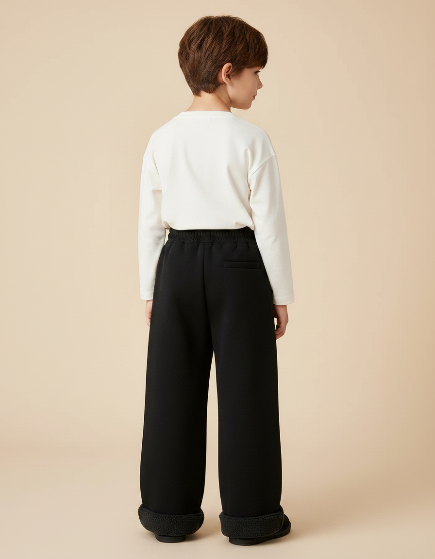 Pantalon Patte D'Éléphant Noir Ample Doublé Polaire Enfant - Molleton - vue 2
