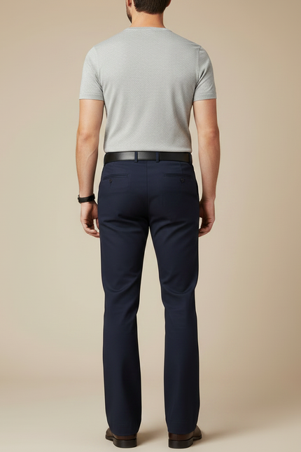 Pantalon Patte D'Éléphant Bleu Marine Évasé Élégant Décontracté Homme - Polyester - vue 2