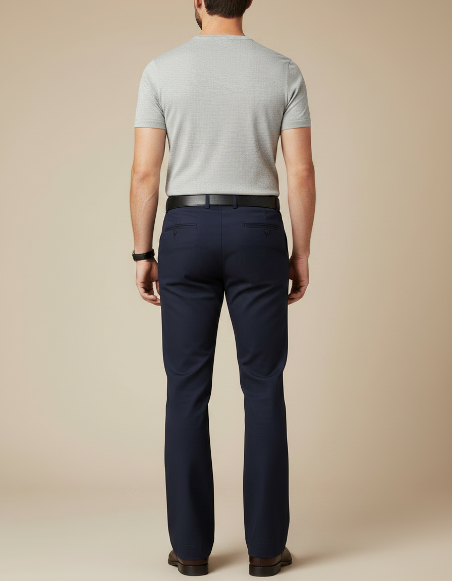 Pantalon Patte D'Éléphant Bleu Marine Évasé Élégant Décontracté Homme - Polyester - vue 2