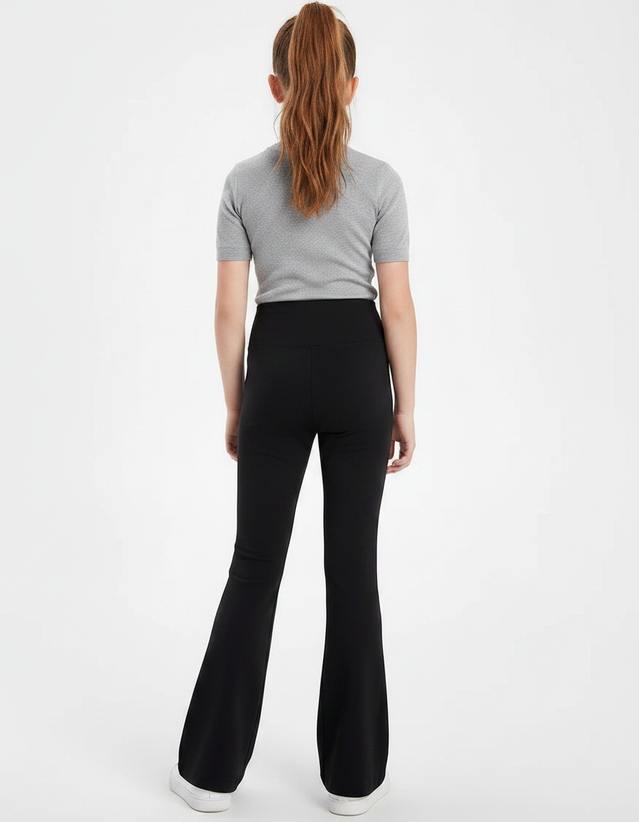 Pantalon Patte D'Éléphant Noir Taille Haute Uni Stretch - Polyester - vue 2