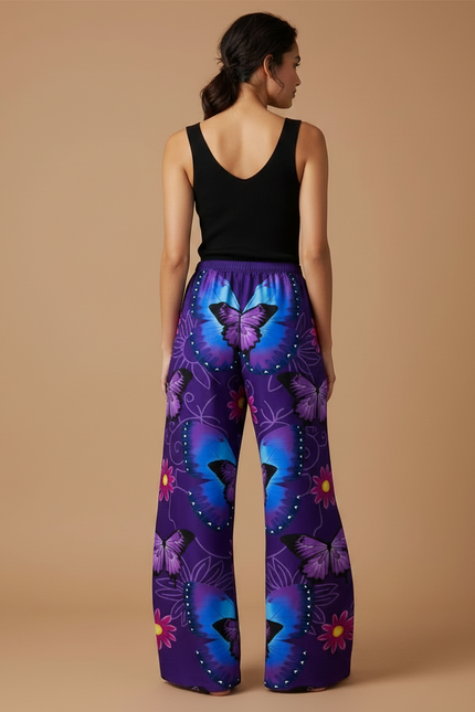 Pantalon Patte D'éléphant Fluide - Violet Viscose - vue 2