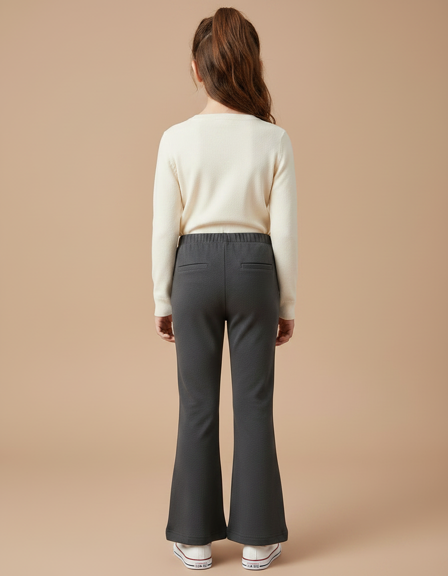 Pantalon Patte D'Éléphant Gris Uni Confortable Enfant - Molleton - vue 2