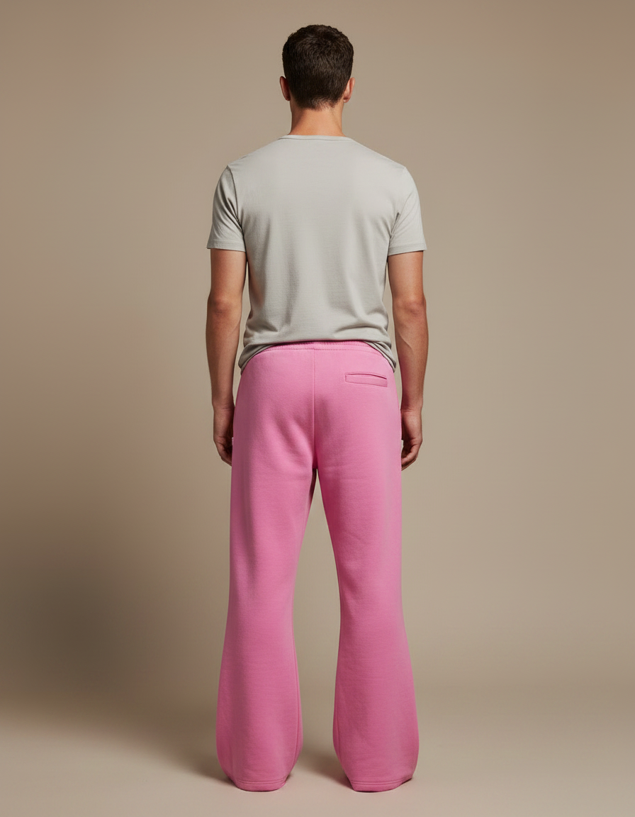 Pantalon Patte D'Éléphant Rose Décontracté Ample Streetwear - Molleton - vue 2