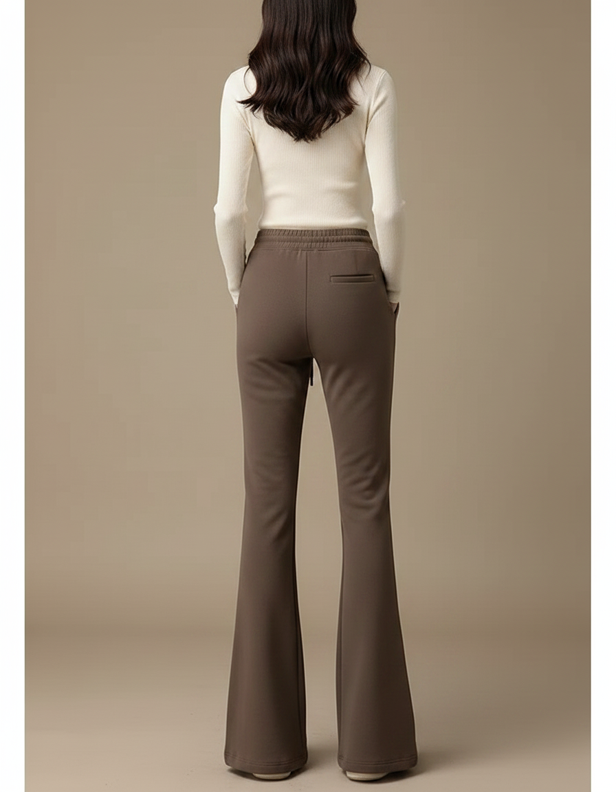 Femme Pantalon Patte D Éléphant - Marron Molleton - vue 2