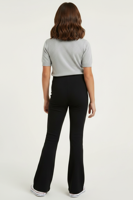 Pantalon Patte D'Éléphant Noir Côtelé Confortable Évasé Fille - Maille - vue 2
