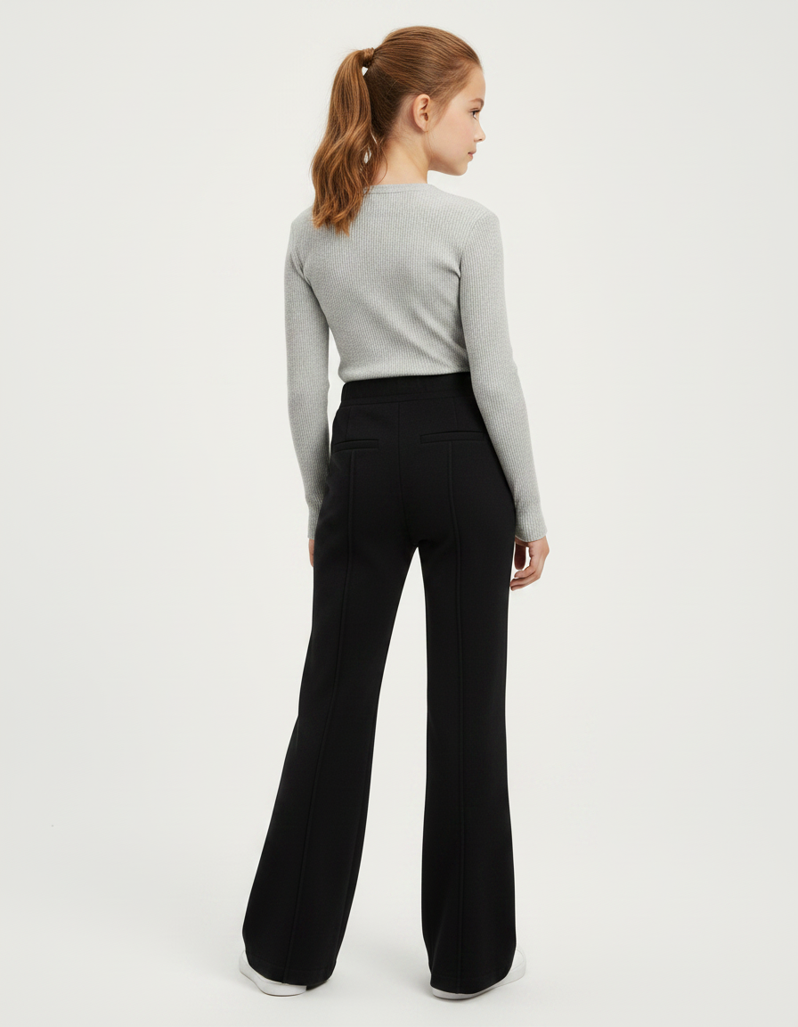 Pantalon Patte D'Éléphant Noir Confortable Évasé Fille - Molleton - vue 2