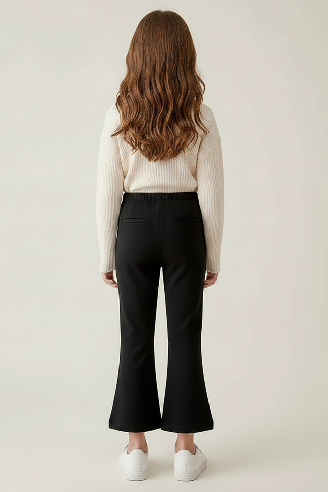 Pantalon Patte D'Éléphant Noir Confortable Fille Décontracté - Maille - vue 2