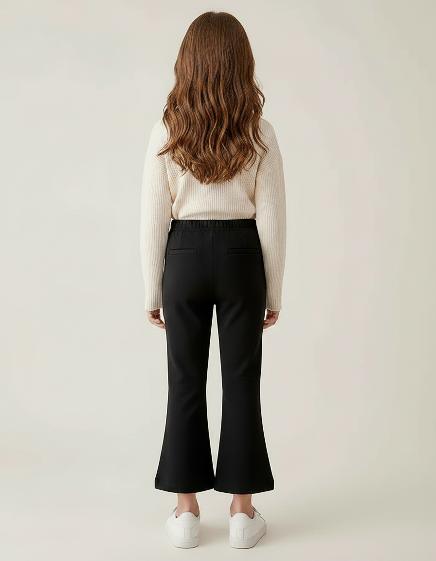 Pantalon Patte D'Éléphant Noir Confortable Fille Décontracté - Maille - vue 2