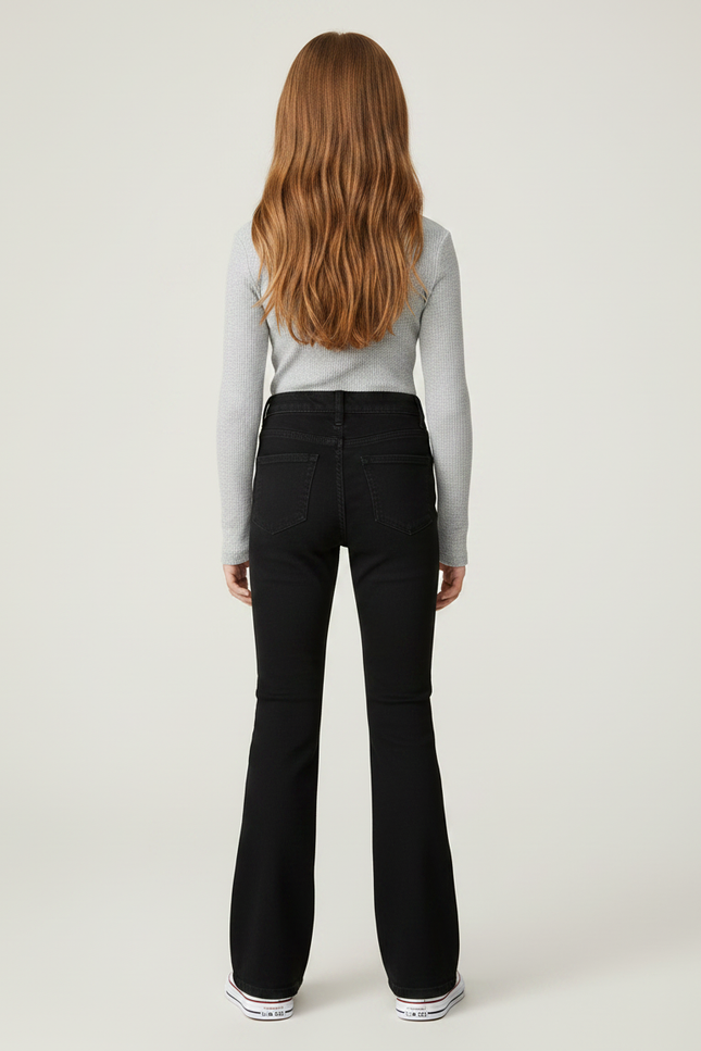 Pantalon Patte D'Éléphant Noir Denim Évasé Classique - Jean - vue 2