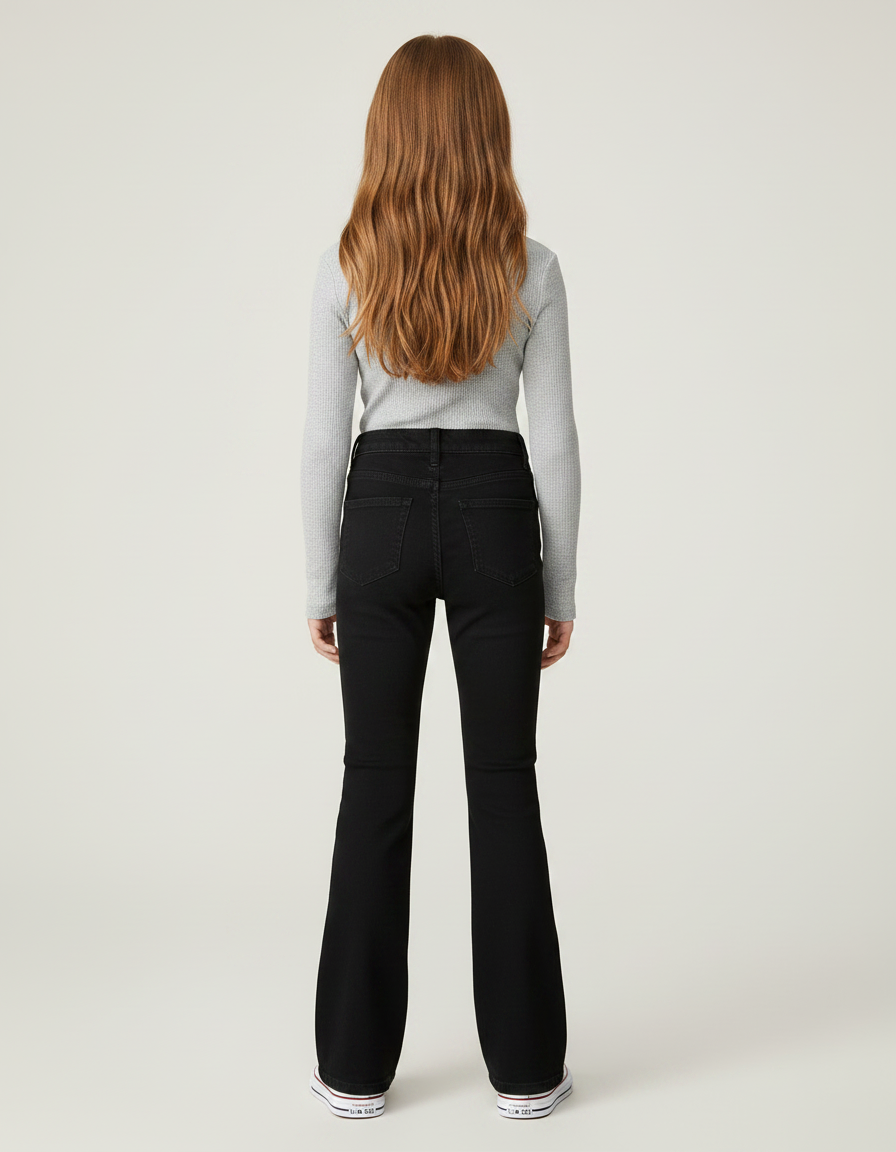 Pantalon Patte D'Éléphant Noir Denim Évasé Classique - Jean - vue 2