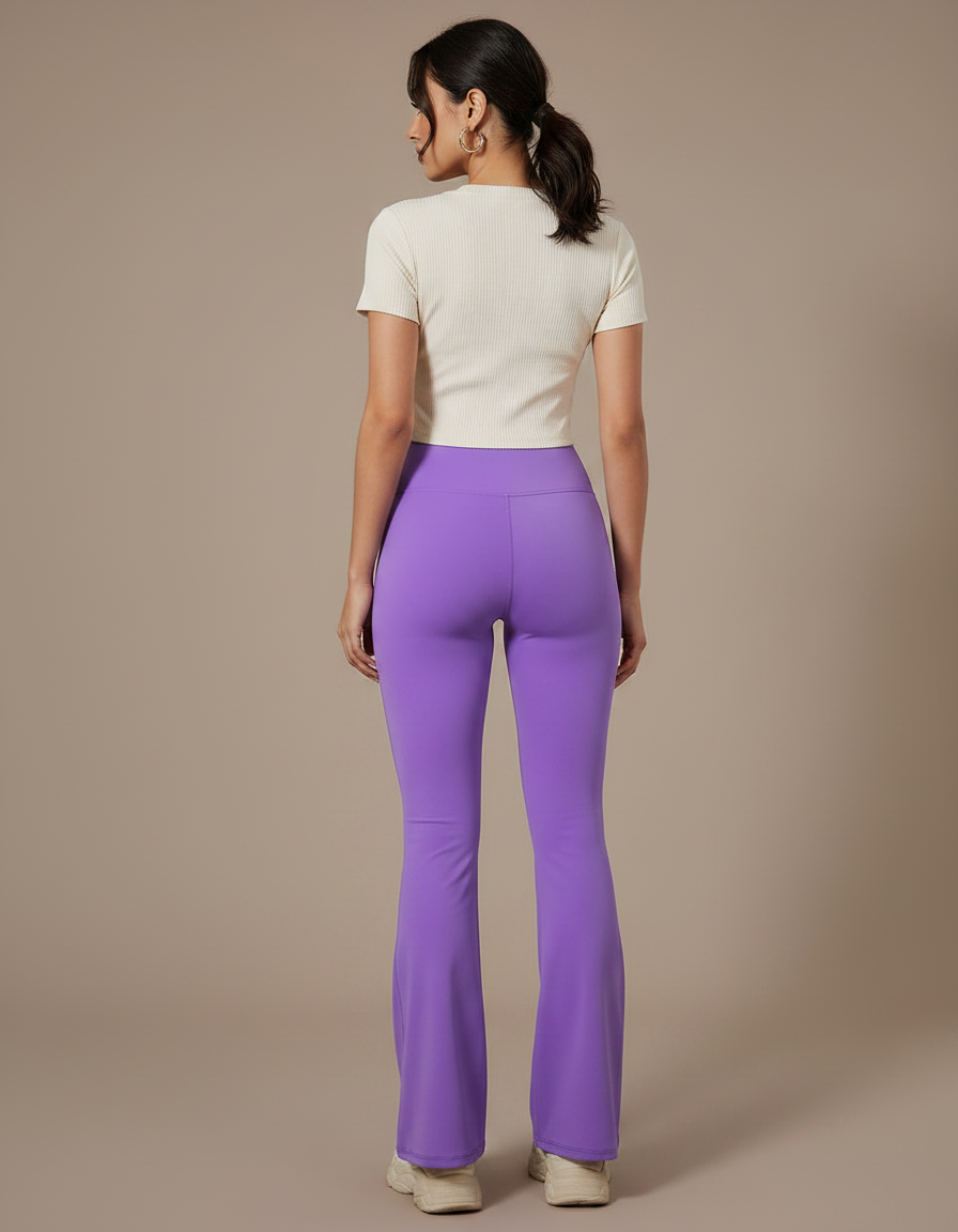 Pantalon Patte D'Éléphant Violet Taille Haute Évasé Fitness - Polyester - vue 2