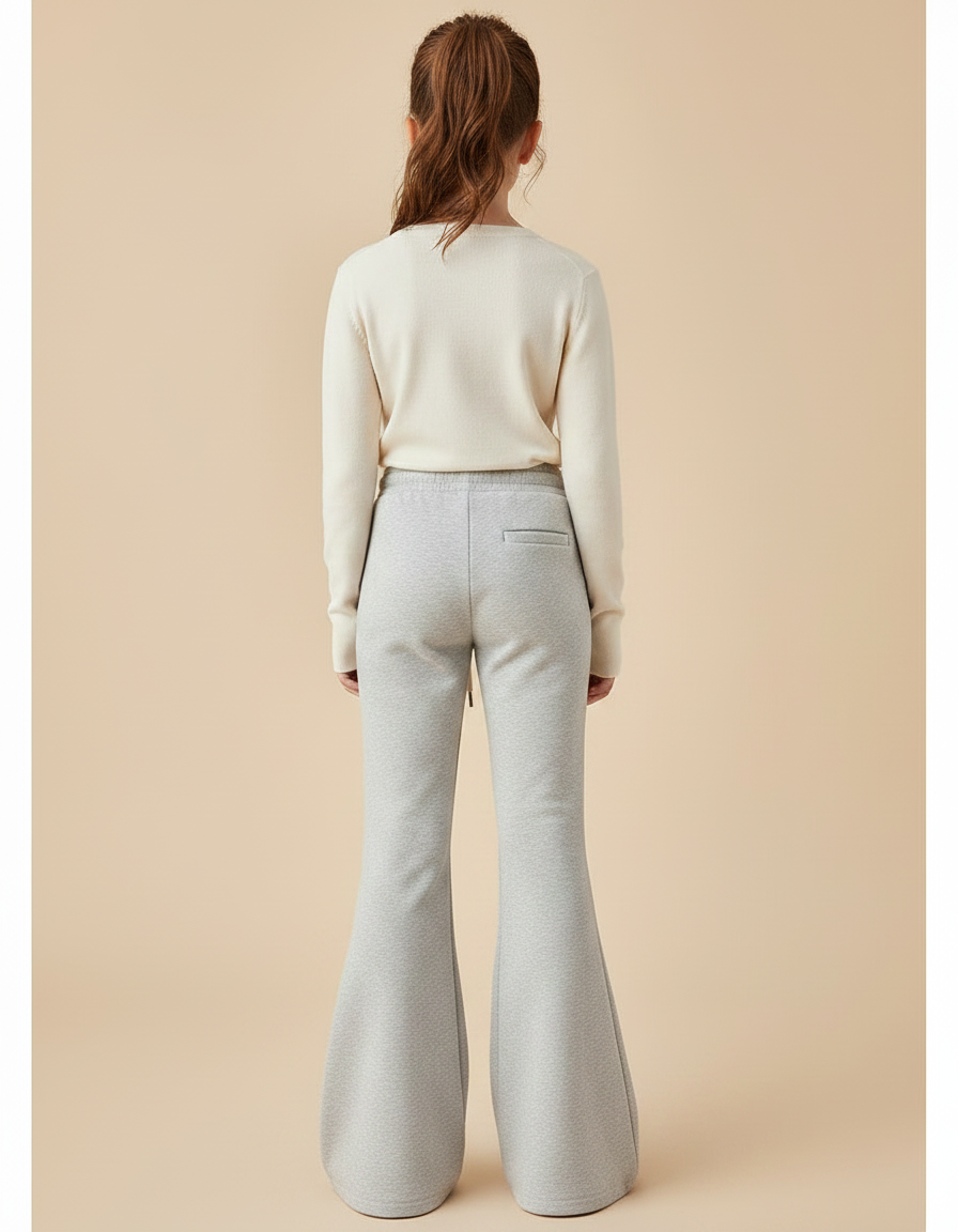 Pantalon Patte D'Éléphant Gris Sport Décontracté Taille Haute - Molleton - vue 2