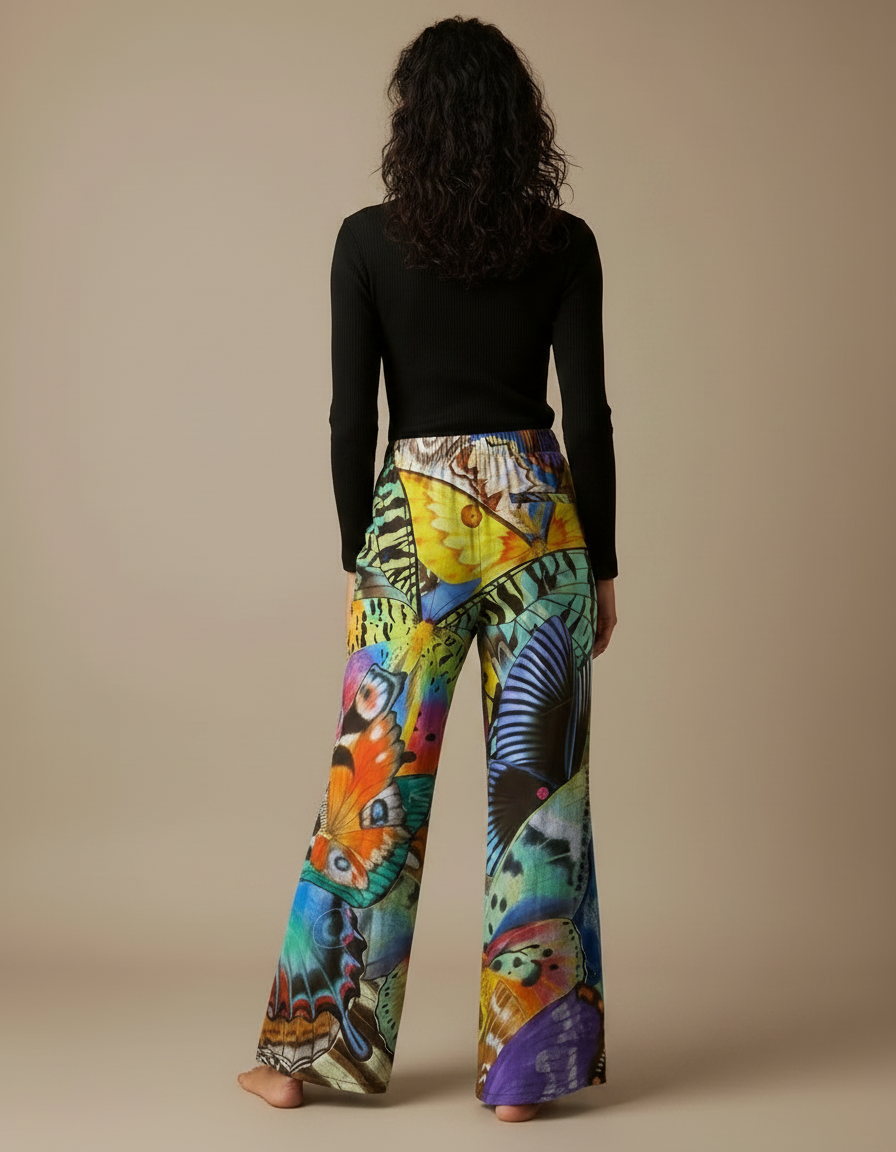 Pantalon Fluide Femme Patte D'éléphant - Multicolore Viscose - vue 2