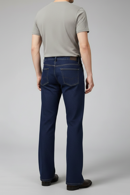 Pantalon Patte D'Éléphant Bleu Denim Homme Stretch Évasé - Marine Jean - vue 2