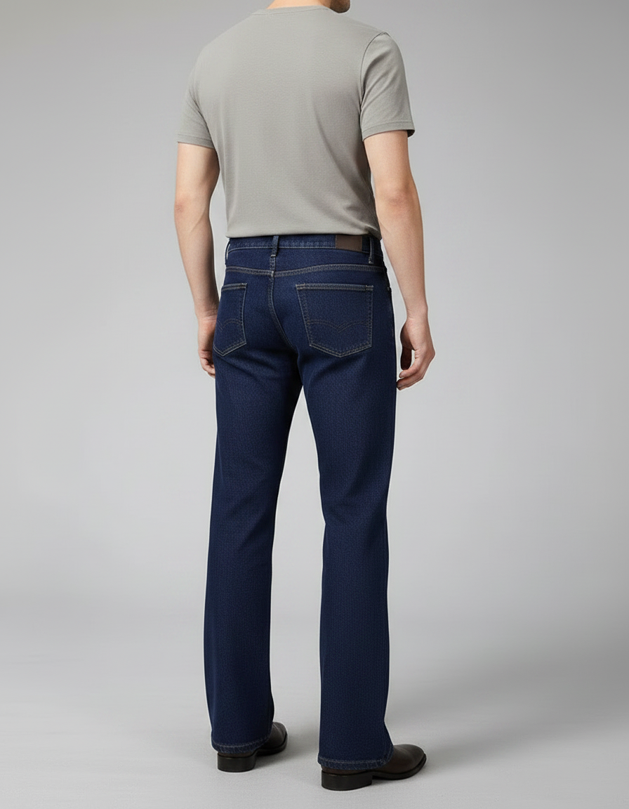 Pantalon Patte D'Éléphant Bleu Denim Homme Stretch Évasé - Marine Jean - vue 2