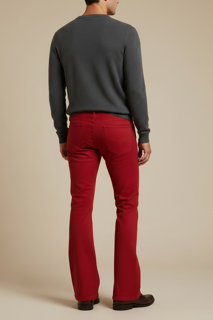 Pantalon Patte D'Éléphant Rouge Homme Évasé Décontracté Élégant - Coton - vue 2