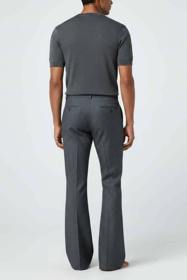 Pantalon Patte D'Éléphant Homme Gris Formel Évasé Élégant - Laine - vue 2