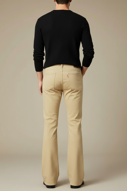 Pantalon Patte D'Éléphant Beige Uni Évasé Décontracté Homme - Jean - vue 2