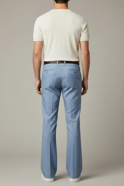 Pantalon Patte D'Éléphant Bleu Clair Évasé Homme Élégant - Gabardine - vue 2