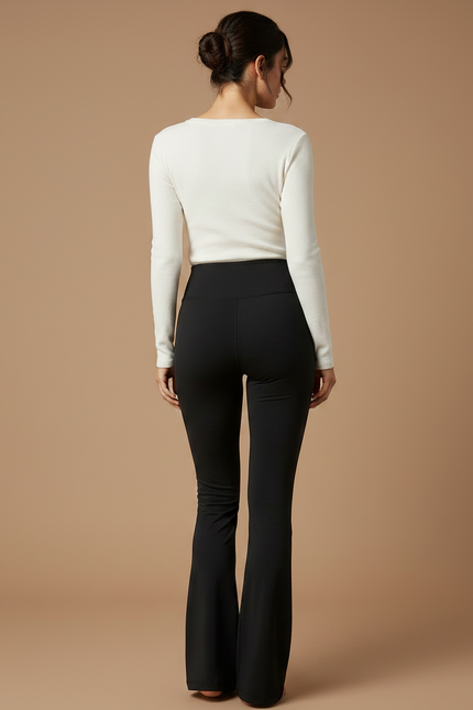 Pantalon Patte D'Éléphant Noir Ajusté Évasé Confortable Femme - Polyester - vue 2