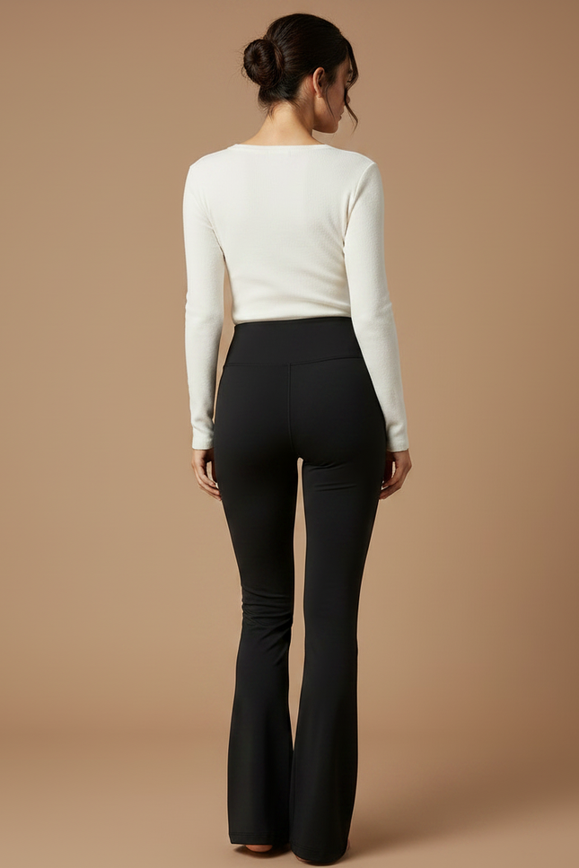Pantalon Patte D'Éléphant Noir Ajusté Évasé Confortable Femme - Polyester - vue 2