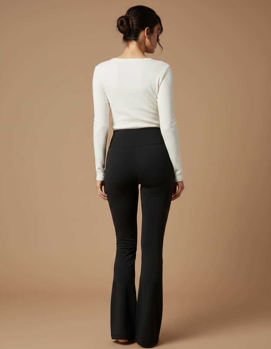 Pantalon Patte D'Éléphant Noir Ajusté Évasé Confortable Femme - Polyester - vue 2