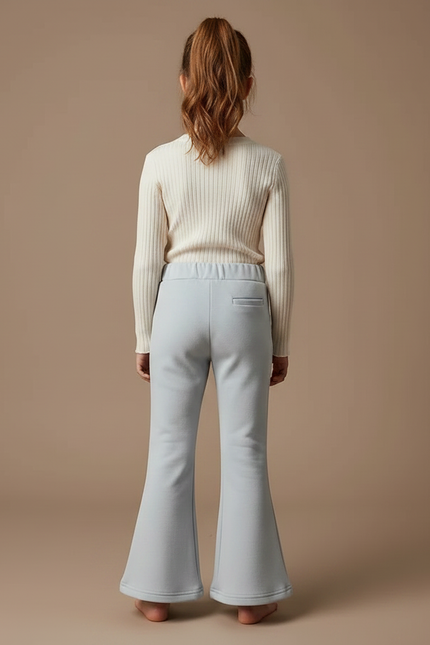 Pantalon Patte D'Éléphant Enfant Côtelé Gris Clair Confortable - Bleu Molleton - vue 2