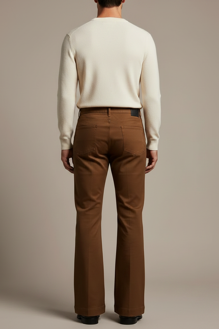 Pantalon Patte D'Éléphant Marron Vintage Décontracté Homme - Gabardine - vue 2