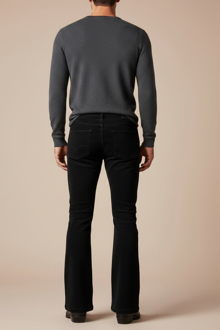 Pantalon Patte D'éléphant Cotele - Noir Cordé - vue 2