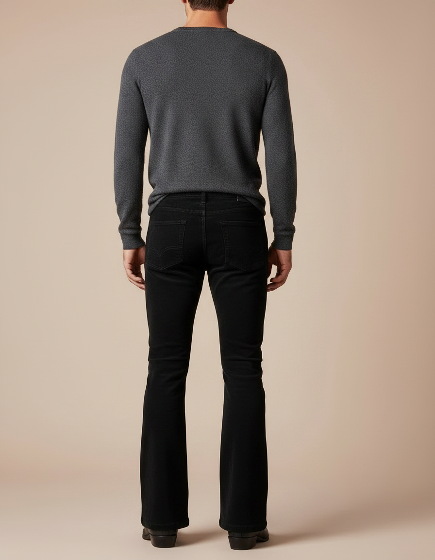 Pantalon Patte D'éléphant Cotele - Noir Cordé - vue 2