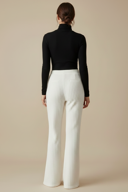 Pantalon Patte D'Éléphant Blanc Côtelé Ample Confortable - Molleton - vue 2