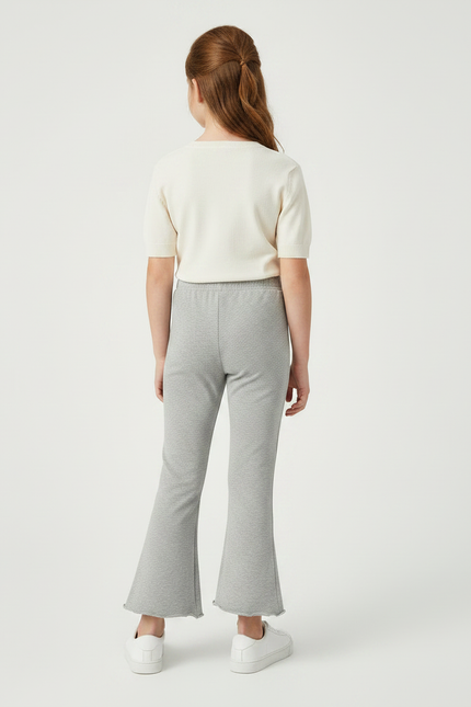 Pantalon Patte D'Éléphant Gris Chiné Confortable Décontracté Fille - Molleton - vue 2