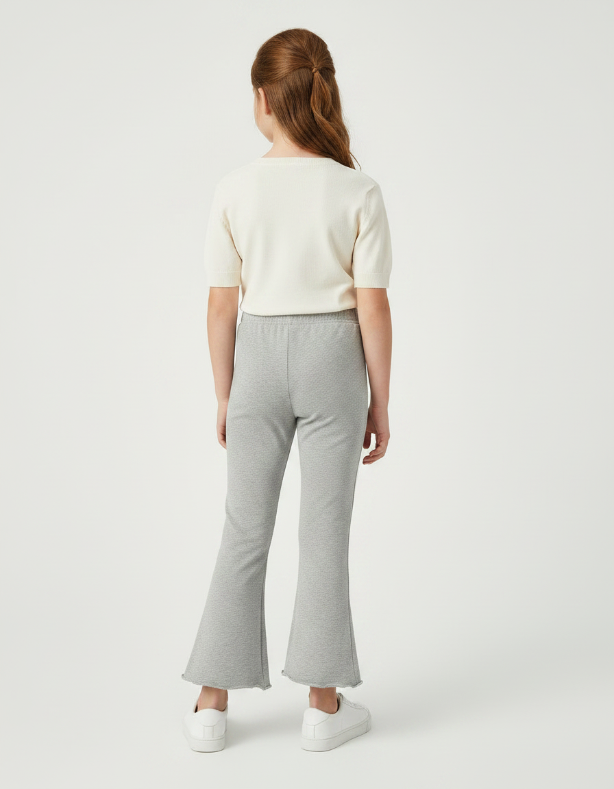 Pantalon Patte D'Éléphant Gris Chiné Confortable Décontracté Fille - Molleton - vue 2