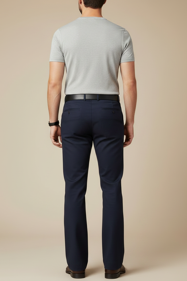 Pantalon Patte D'Éléphant Bleu Marine Évasé Élégant Décontracté Homme - Polyester - vue 2