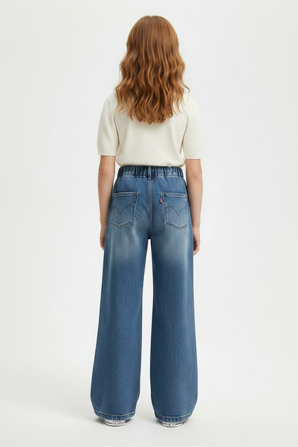 Pantalon Patte D'Éléphant Bleu Denim Ample Enfant Moderne - Jean - vue 2