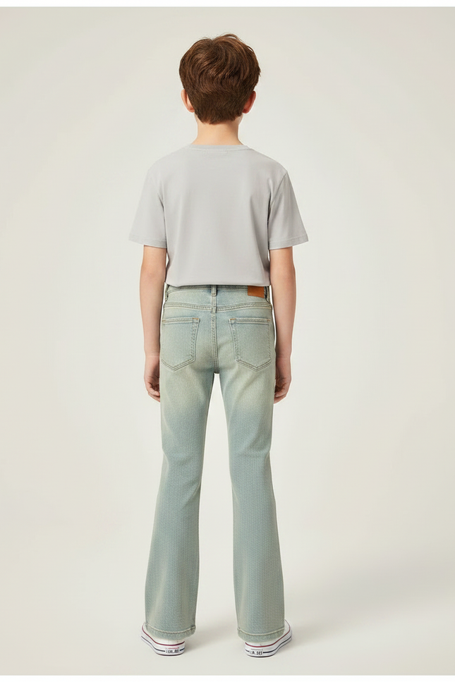 Pantalon Patte D'Éléphant Jean Denim Clair Évasé Enfant - Bleu - vue 2