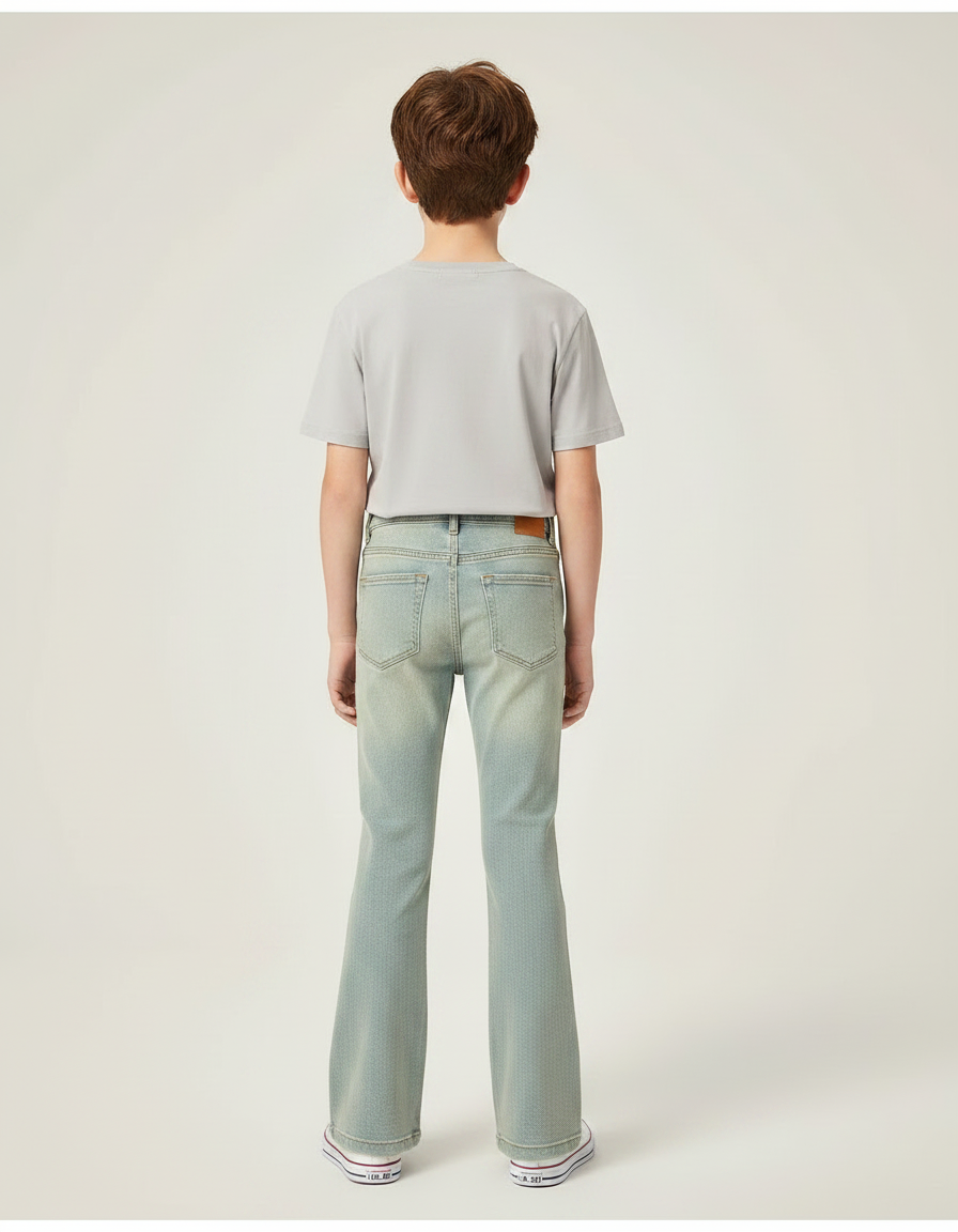 Pantalon Patte D'Éléphant Jean Denim Clair Évasé Enfant - Bleu - vue 2