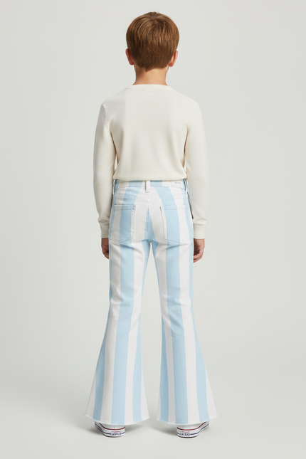 Pantalon Patte D'Éléphant Rayé Bleu Blanc Coton Enfant - Multicolore Jean - vue 2