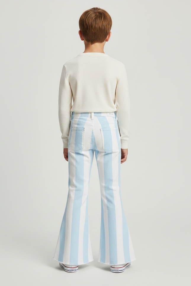 Pantalon Patte D'Éléphant Rayé Bleu Blanc Coton Enfant - Multicolore Jean - vue 2