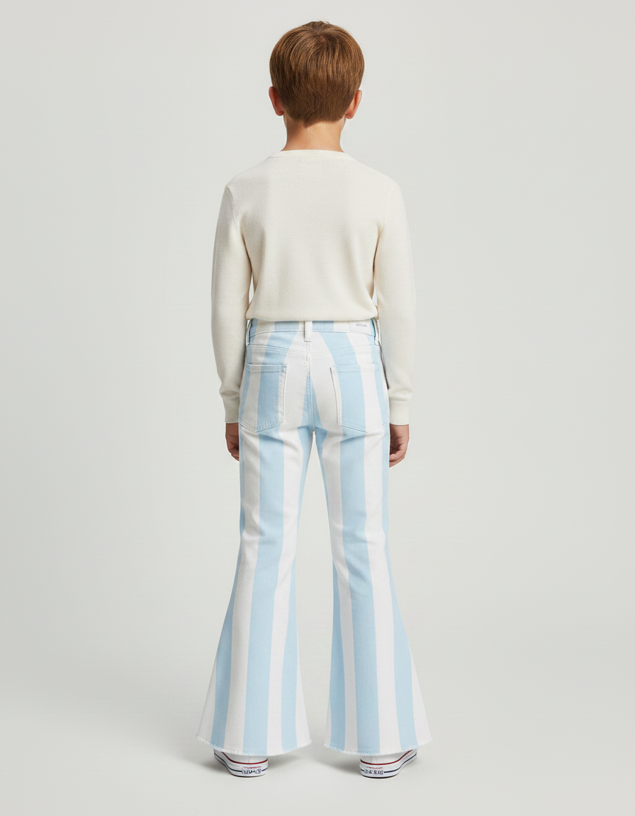 Pantalon Patte D'Éléphant Rayé Bleu Blanc Coton Enfant - Multicolore Jean - vue 2