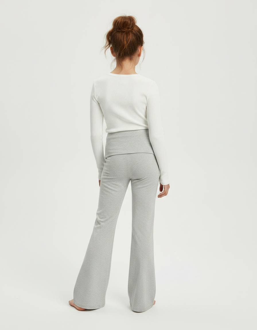 Pantalon Patte D'Éléphant Gris Chiné Évasé Confortable Doux - Molleton - vue 2
