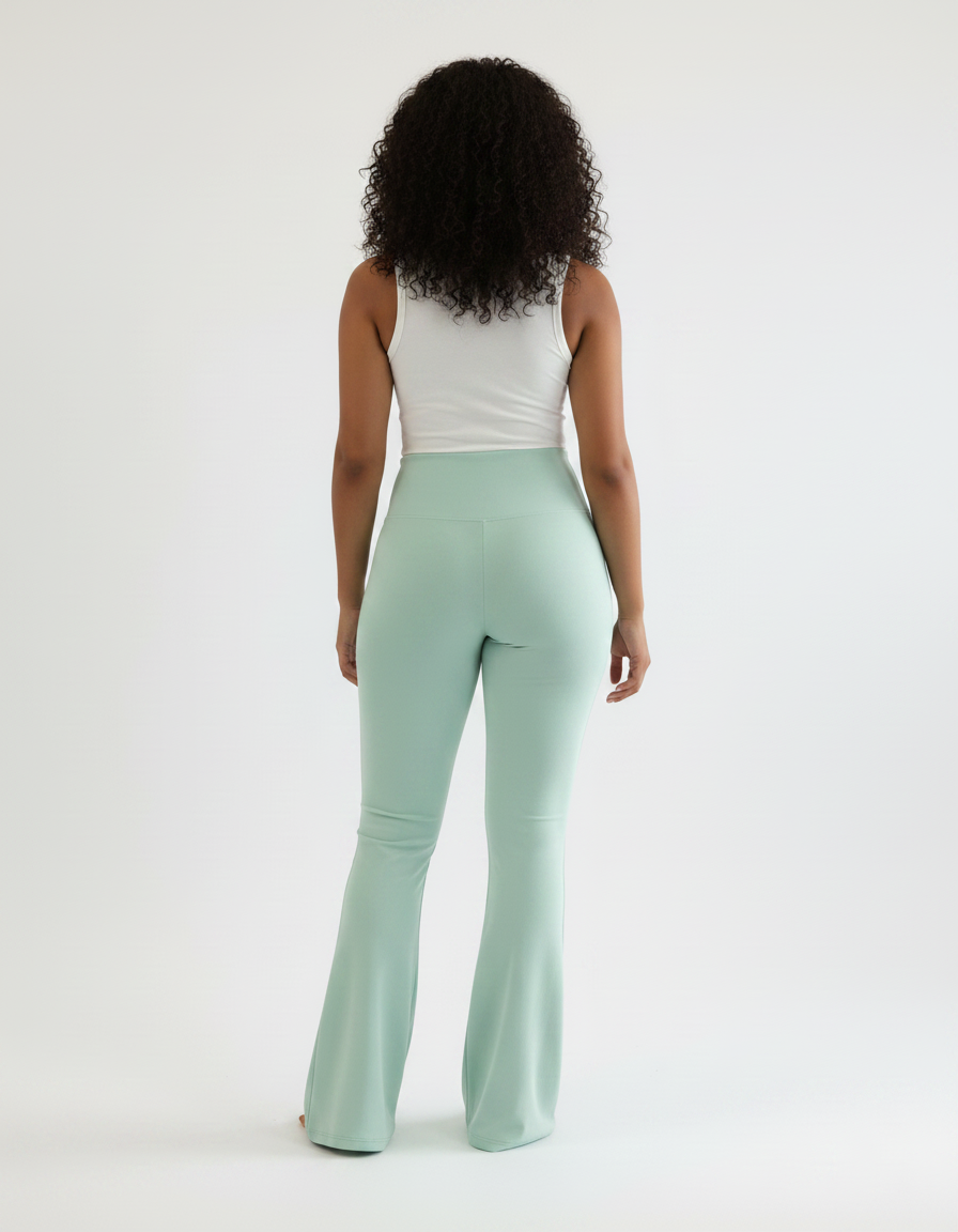 Pantalon Patte D'Éléphant Vert Menthe Confortable Évasé Fluide - Polyester - vue 2