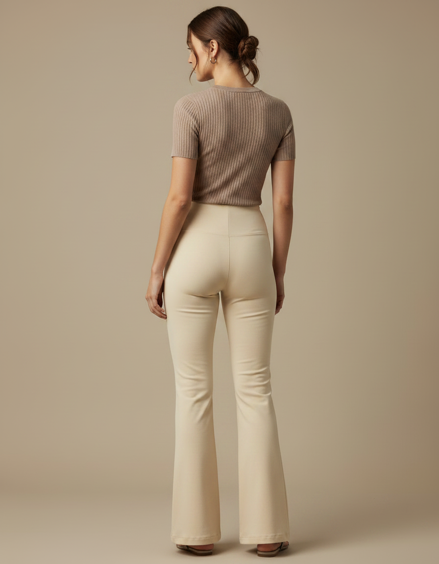 Pantalon Beige Femme Patte D'éléphant - Maille - vue 2