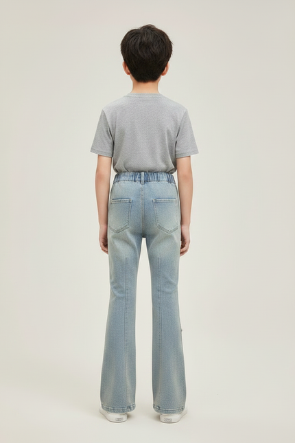 Pantalon Patte D'Éléphant Bleu Denim Étoiles Évasé Enfant - Jean - vue 2