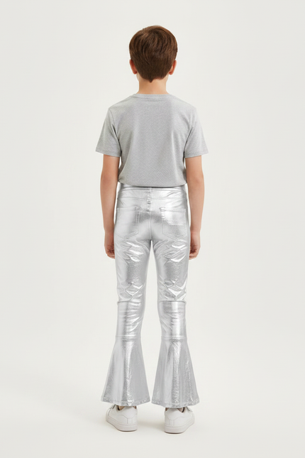 Pantalon Patte D'Éléphant Argenté Brillant Métallique Enfant - Polyester - vue 2