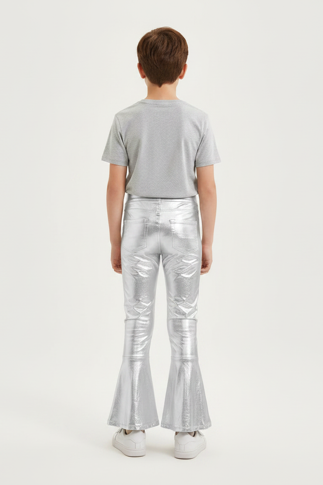 Pantalon Patte D'Éléphant Argenté Brillant Métallique Enfant - Polyester - vue 2