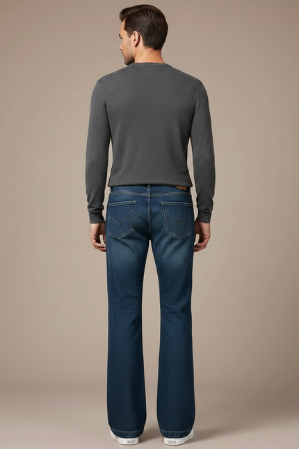 Pantalon Patte D'Éléphant Jean Bleu Classique Ample Denim - vue 2