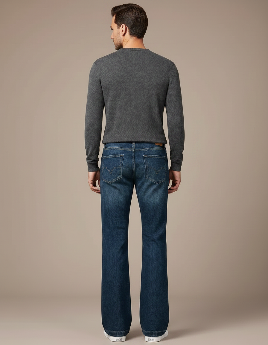 Pantalon Patte D'Éléphant Jean Bleu Classique Ample Denim - vue 2